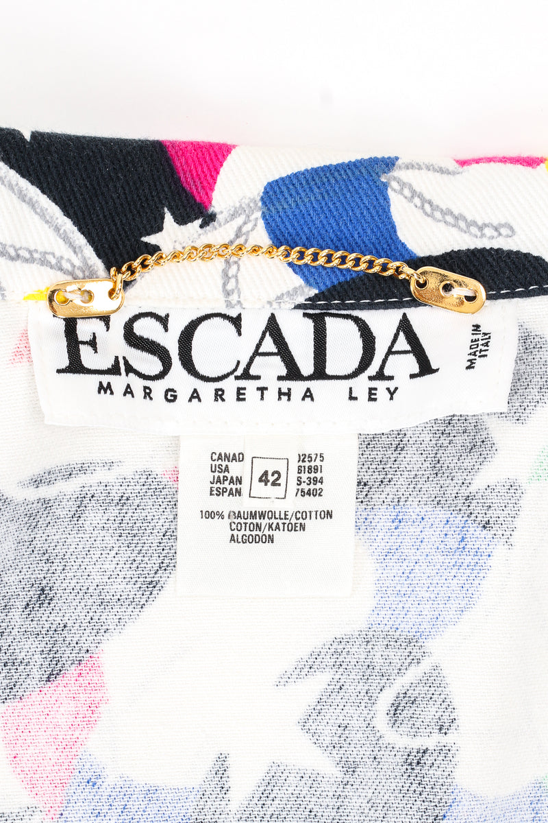 Vintage Escada Starry Striped Life Saver Denim Jacket label at Recess Los Angeles