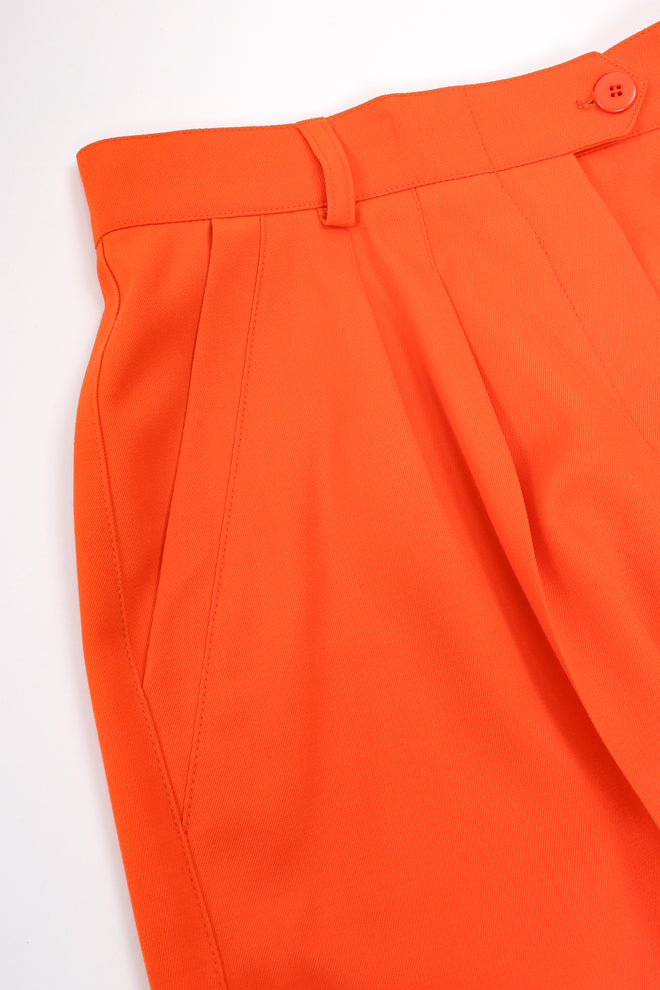 Vintage Escada Orange Double Pleated Pant pocket at Recess Los Angeles