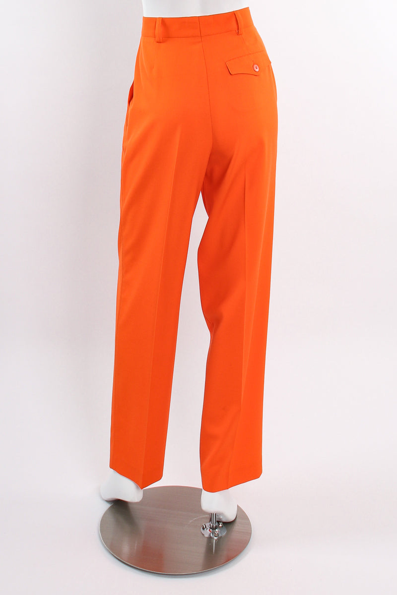 Vintage Escada Orange Double Pleated Pant on Mannequin back at Recess Los Angeles