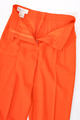 Vintage Escada Orange Double Pleated Pant inside face at Recess Los Angeles