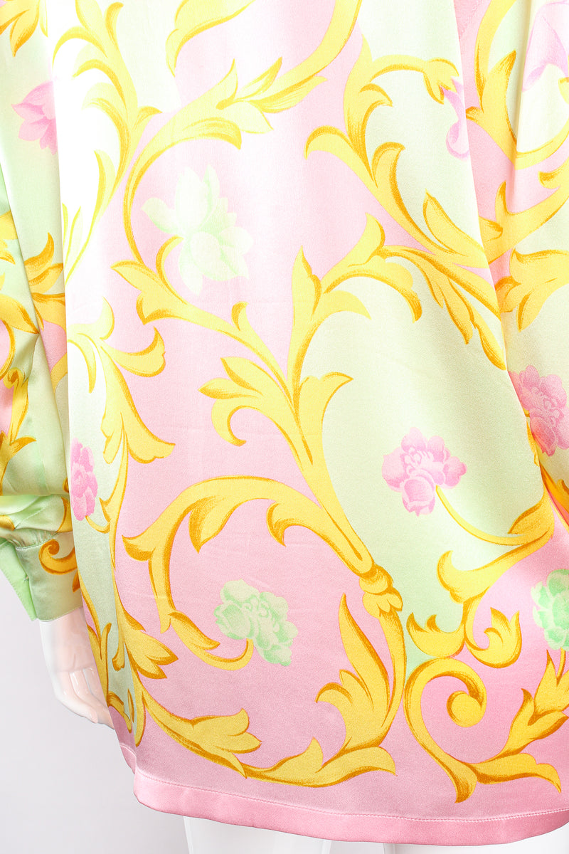 Vintage Escada Pastel Baroque Blossom Shirt on Mannequin wrinkles at Recess Los Angeles