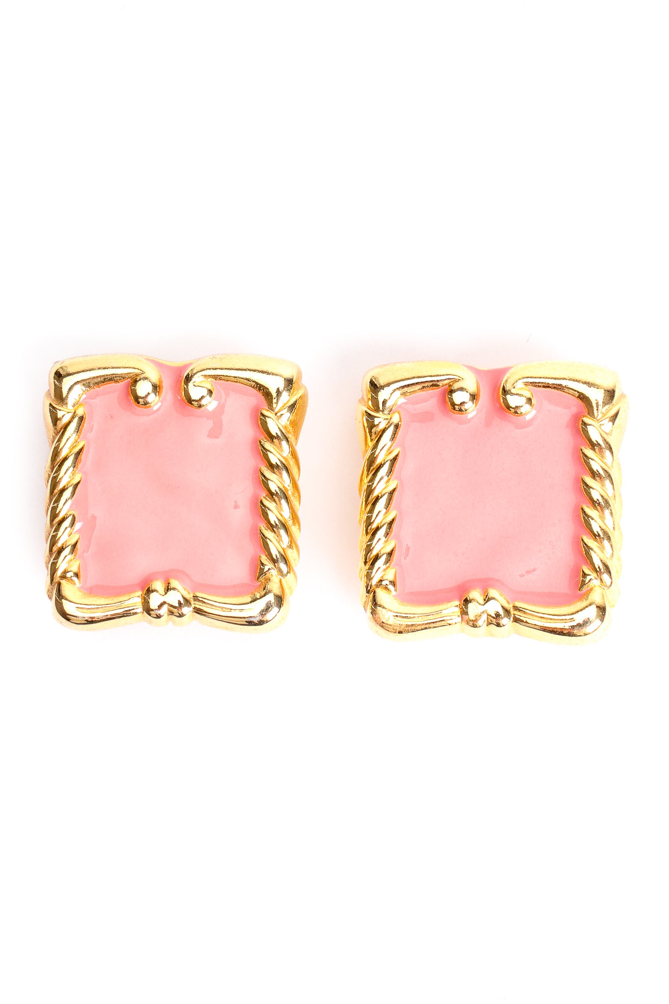 Vintage Pink Enamel Baroque Frame Earrings at Recess Los Angeles