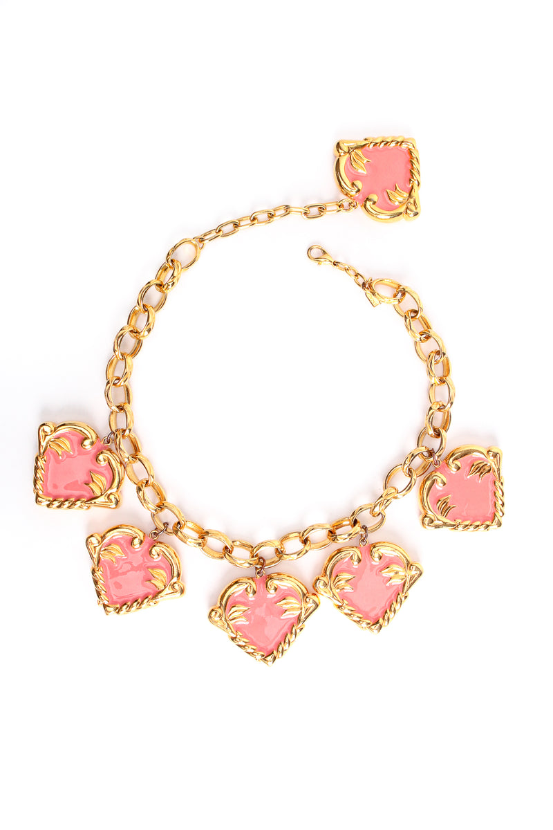 Vintage Escada Pink Enamel Hearts Charm Necklace at Recess Los Angeles