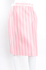 Vintage Escada Pink Regency Candy Stripe Skirt on mannequin front crop at Recess Los Angeles