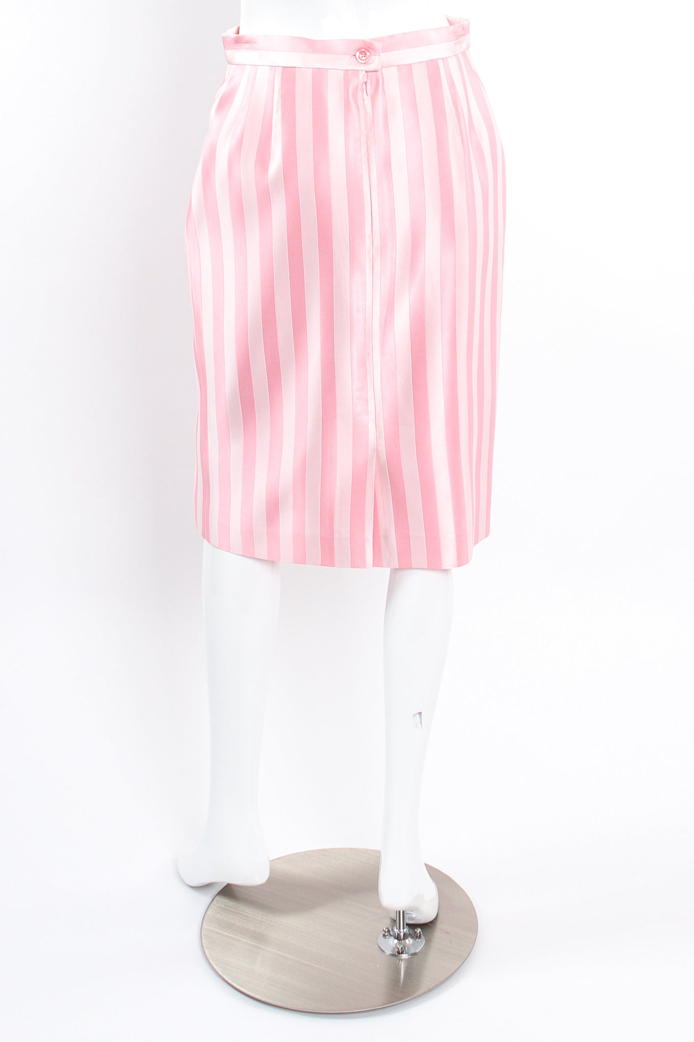 Vintage Escada Pink Regency Candy Stripe Skirt on Mannequin back at Recess Los Angeles