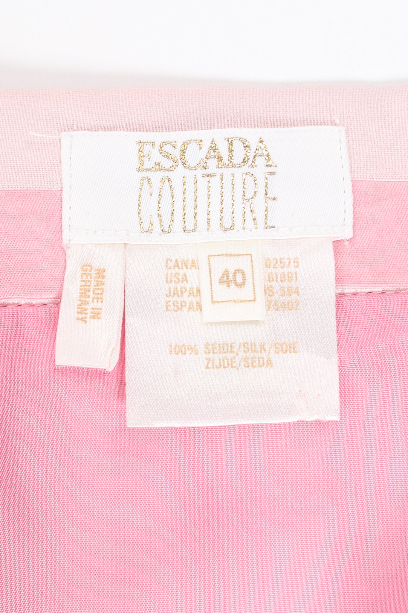 Vintage Escada Pink Regency Candy Stripe Skirt label at Recess Los Angeles