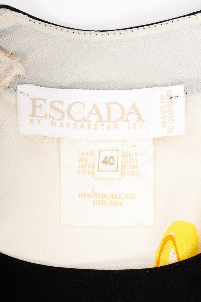 Vintage Escada Geometric Floral Silk Bodysuit label at Recess Los Angeles
