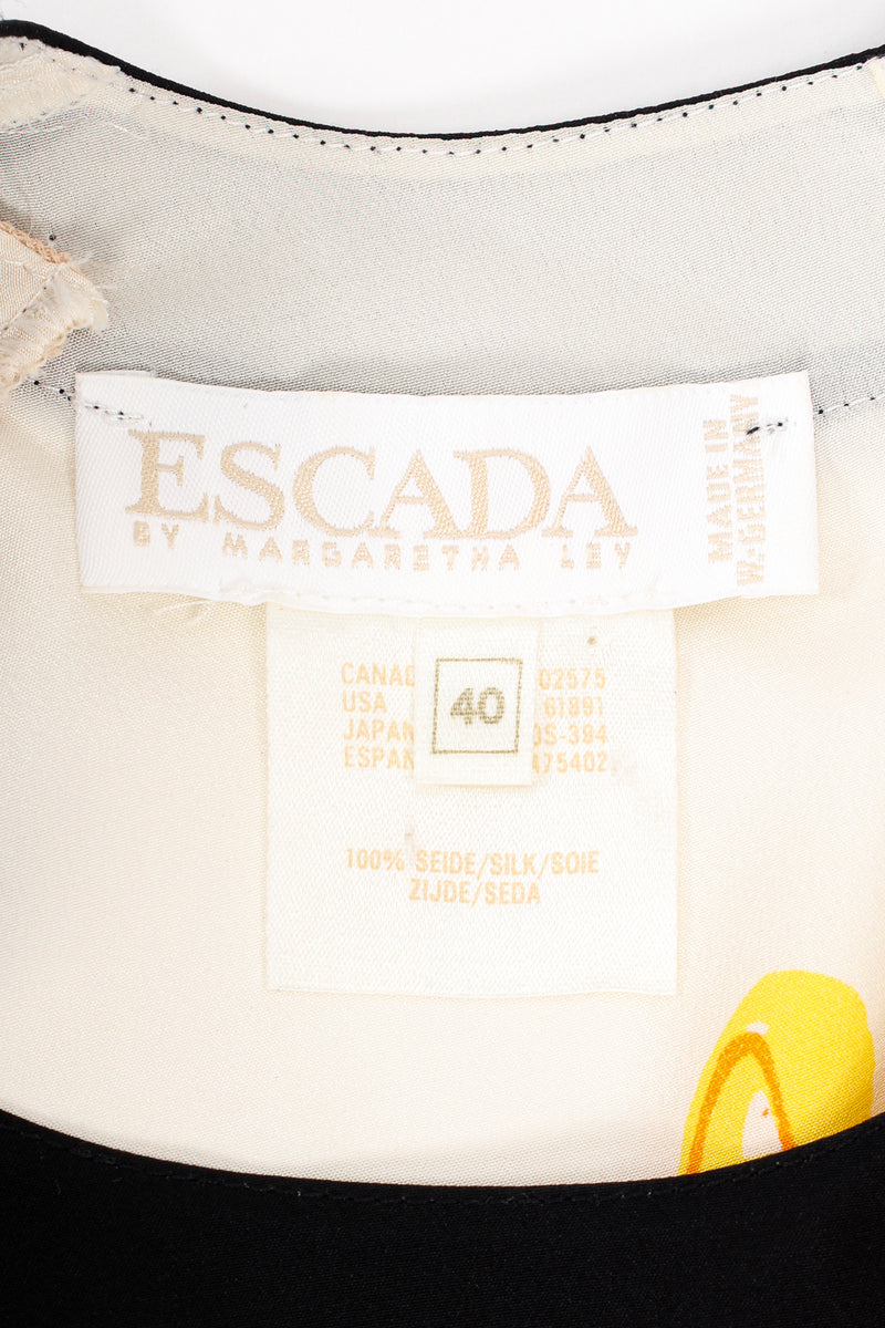 Vintage Escada Geometric Floral Silk Bodysuit label at Recess Los Angeles