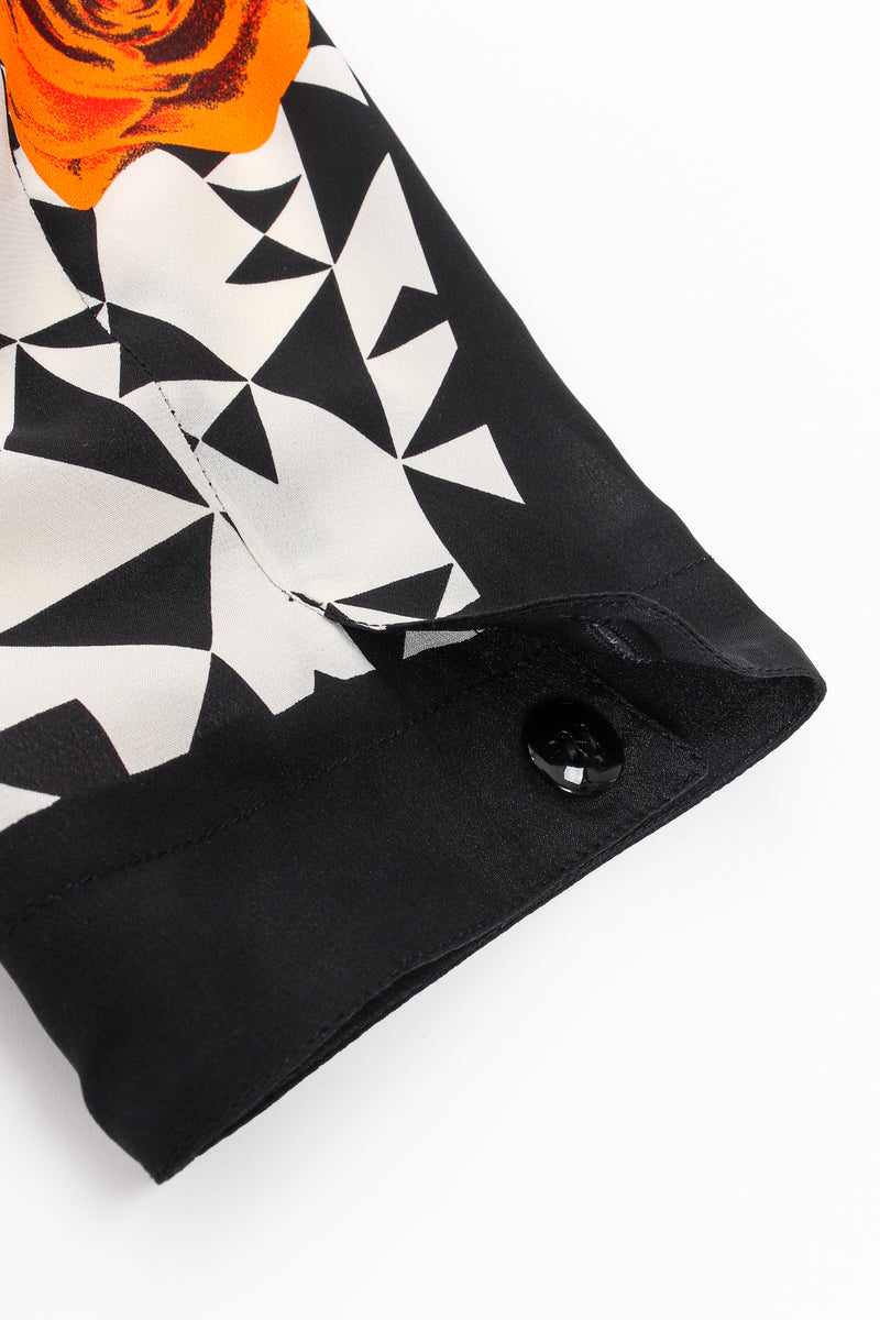 Vintage Escada Geometric Floral Silk Bodysuit sleeve cuff opening at Recess Los Angeles