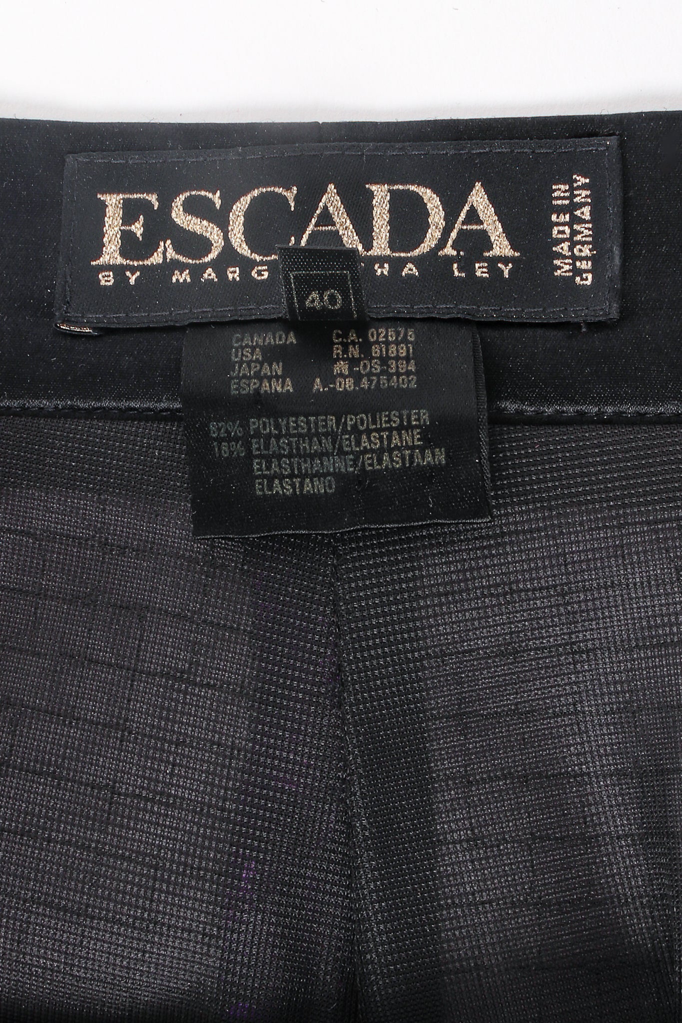 Vintage Escada Royal Purple Sequin Stirrup Pant label at Recess Los Angeles