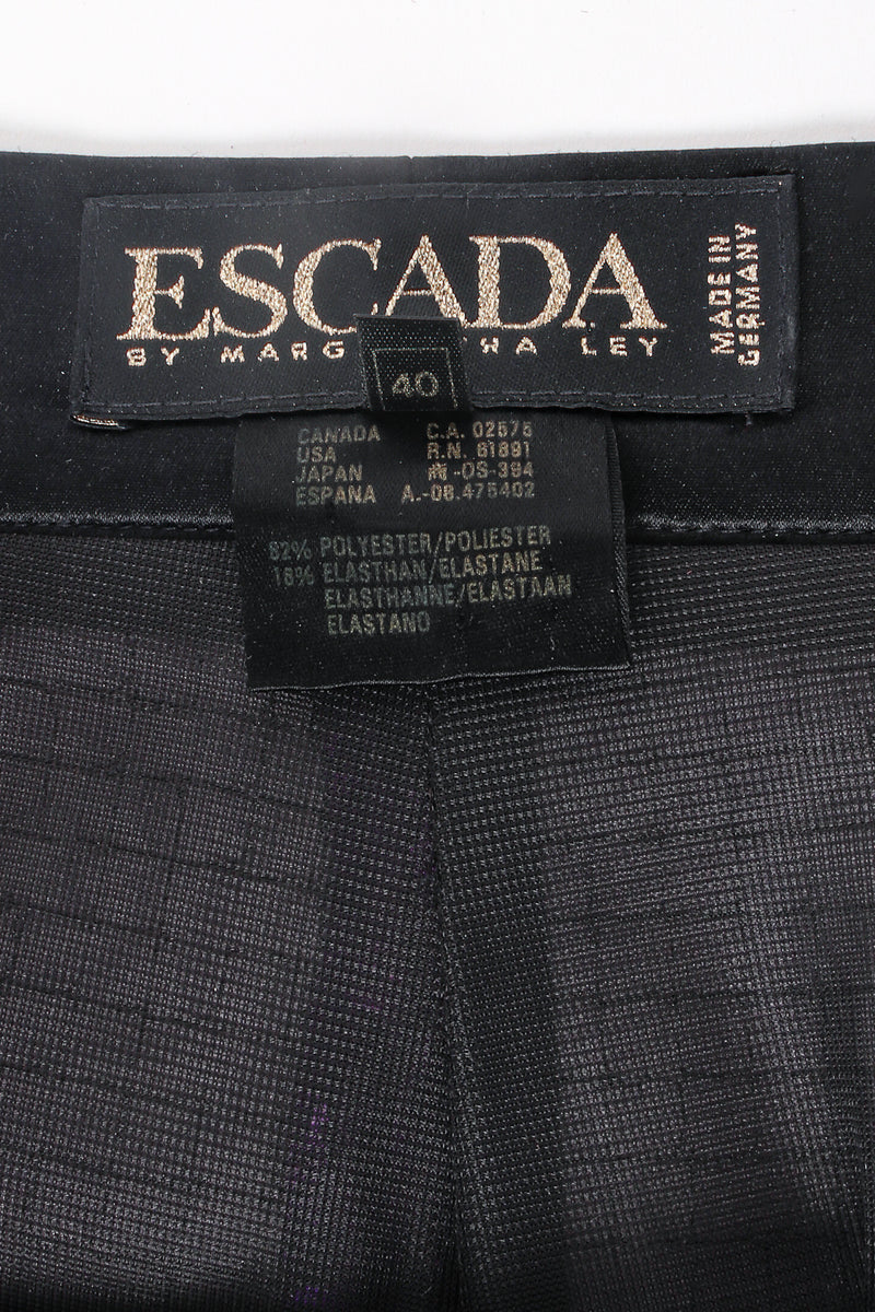 Vintage Escada Royal Purple Sequin Stirrup Pant label at Recess Los Angeles