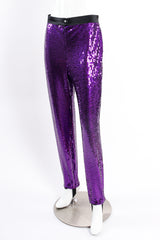 Vintage Escada Royal Purple Sequin Stirrup Pant on mannequin angle at Recess Los Angeles