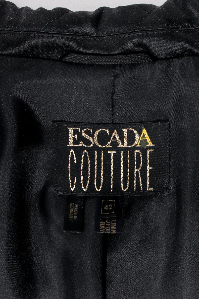 Vintage Escada Quilted Satin Boxy Jacket label at Recess Los Angeles