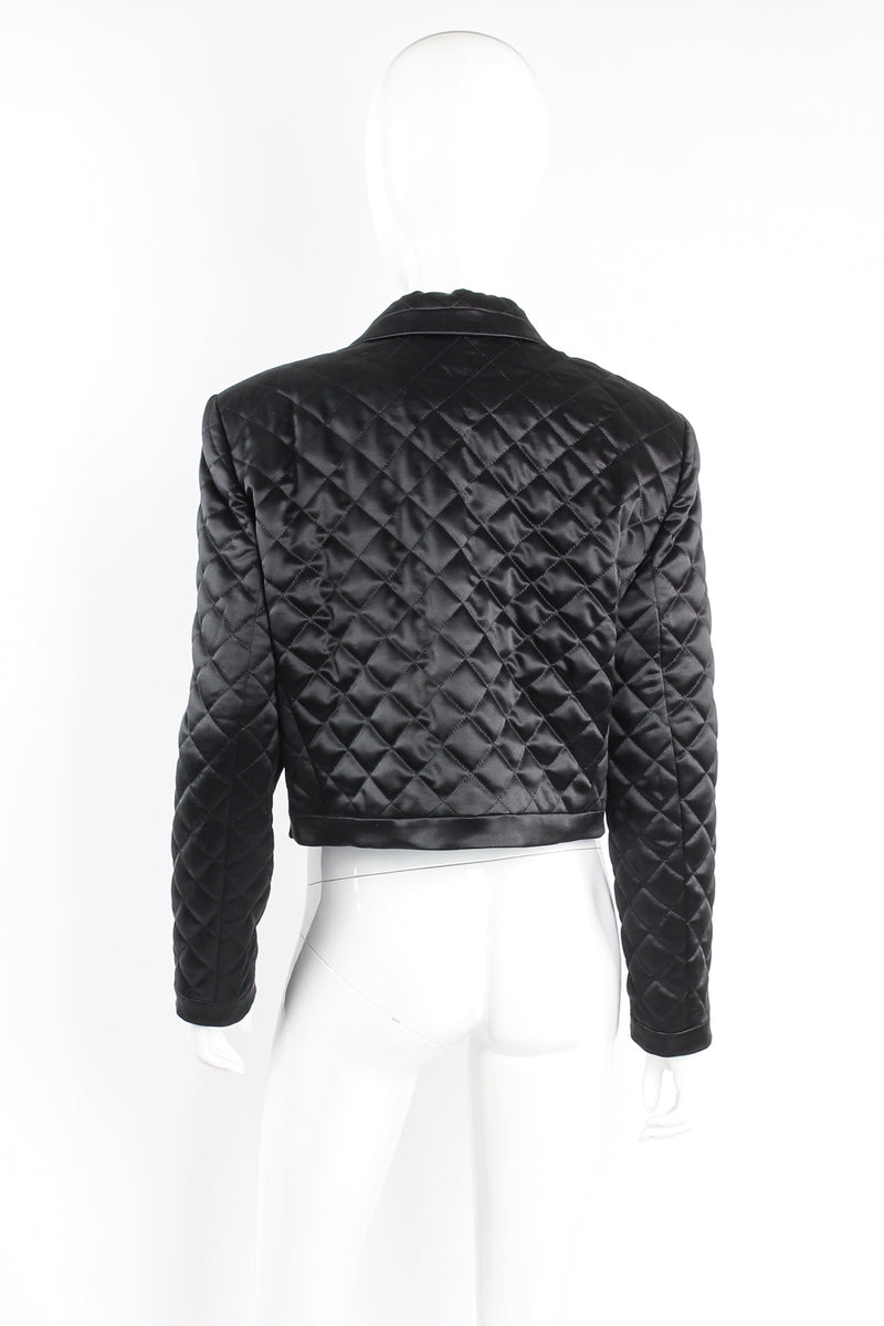 Vintage Escada Quilted Satin Boxy Jacket on Mannequin back at Recess Los Angeles