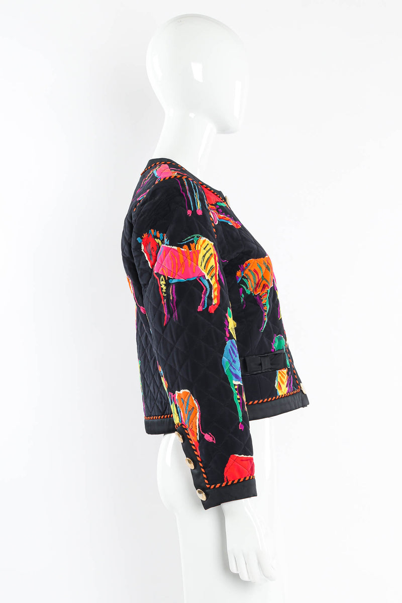 Vintage Escada by Margaretha Ley 80s Silk Rainbow Zebra Jacket mannequin side @ Recess LA