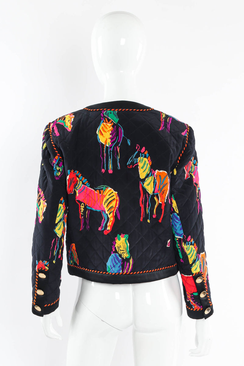 Vintage Escada by Margaretha Ley 80s Silk Rainbow Zebra Jacket mannequin back @ Recess LA