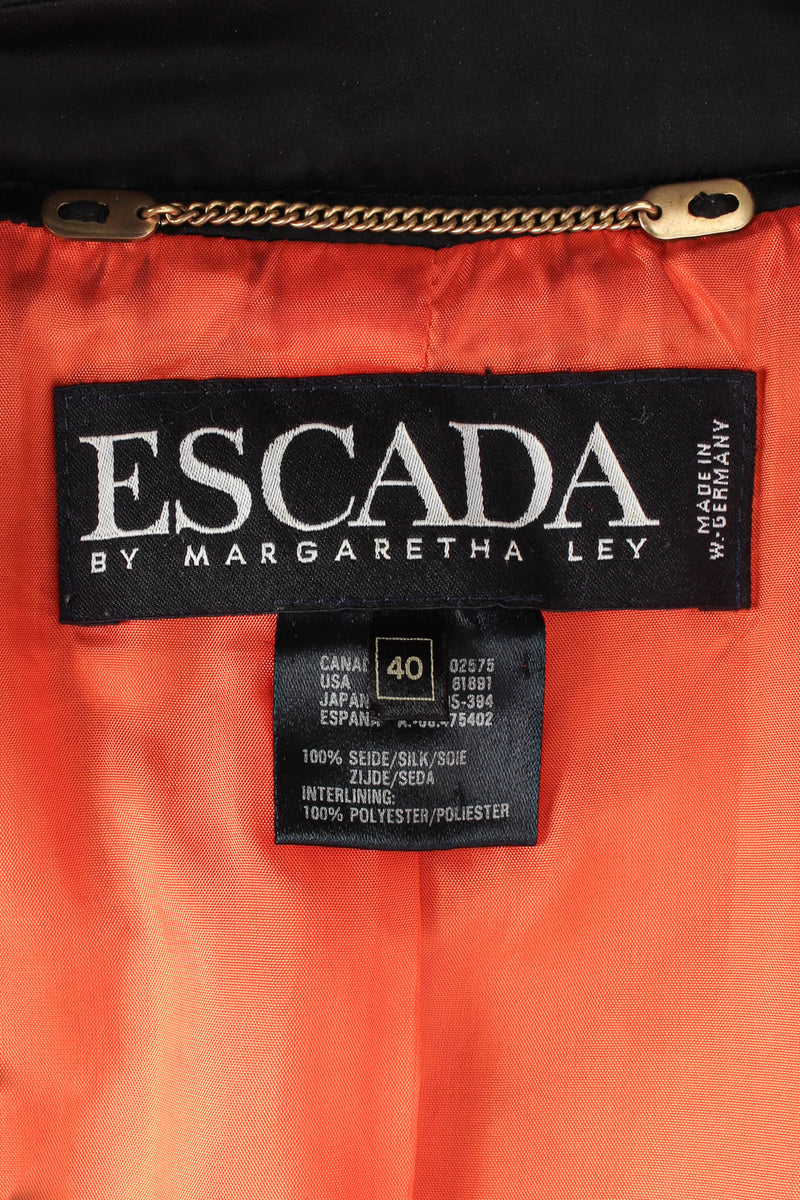 Vintage Escada by Margaretha Ley 80s Silk Rainbow Zebra Jacket tag/light stains on top liner @ Recess LA