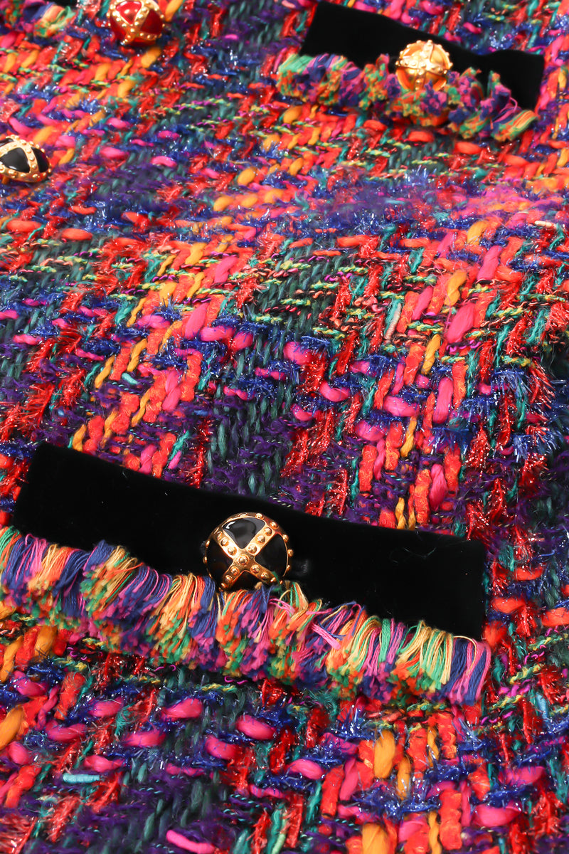 Vintage Escada Rainbow Bouclé Tweed Jacket Set detail at Recess Los Angeles