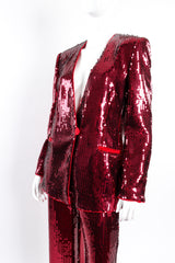 Vintage Escada Sequined Jacket & Pant Suit on Mannequin crop angle at Recess LA