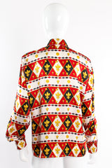 Vintage Escada Fleur de Lys Harlequin Print Shirt on Mannequin back at Recess Los Angeles