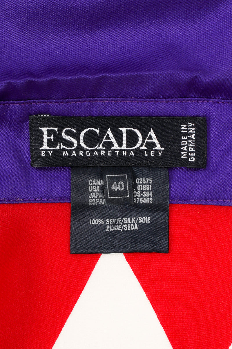 Vintage Escada Horse Race Medal Winner Silk Shirt label at Recess LA