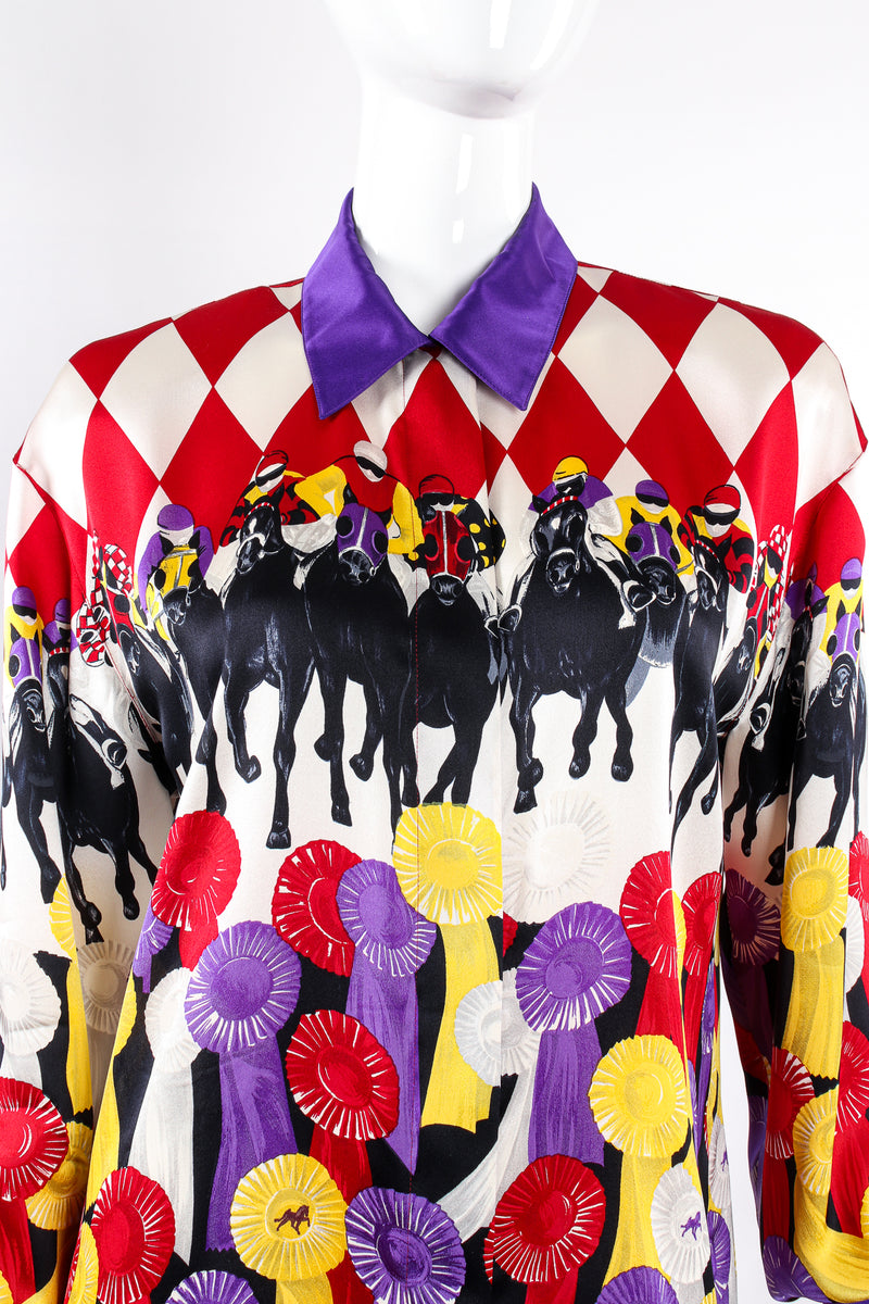 Vintage Escada Horse Race Medal Winner Silk Shirt on Mannequin crop at Recess LA