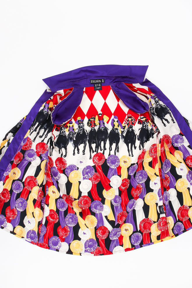 Vintage Escada Horse Race Medal Winner Silk Shirt flat open at Recess LA