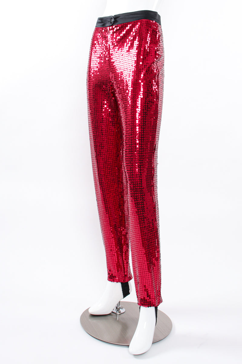 Vintage Escada Sequin Stirrup Pant on Mannequin front angle at Recess Los Angeles