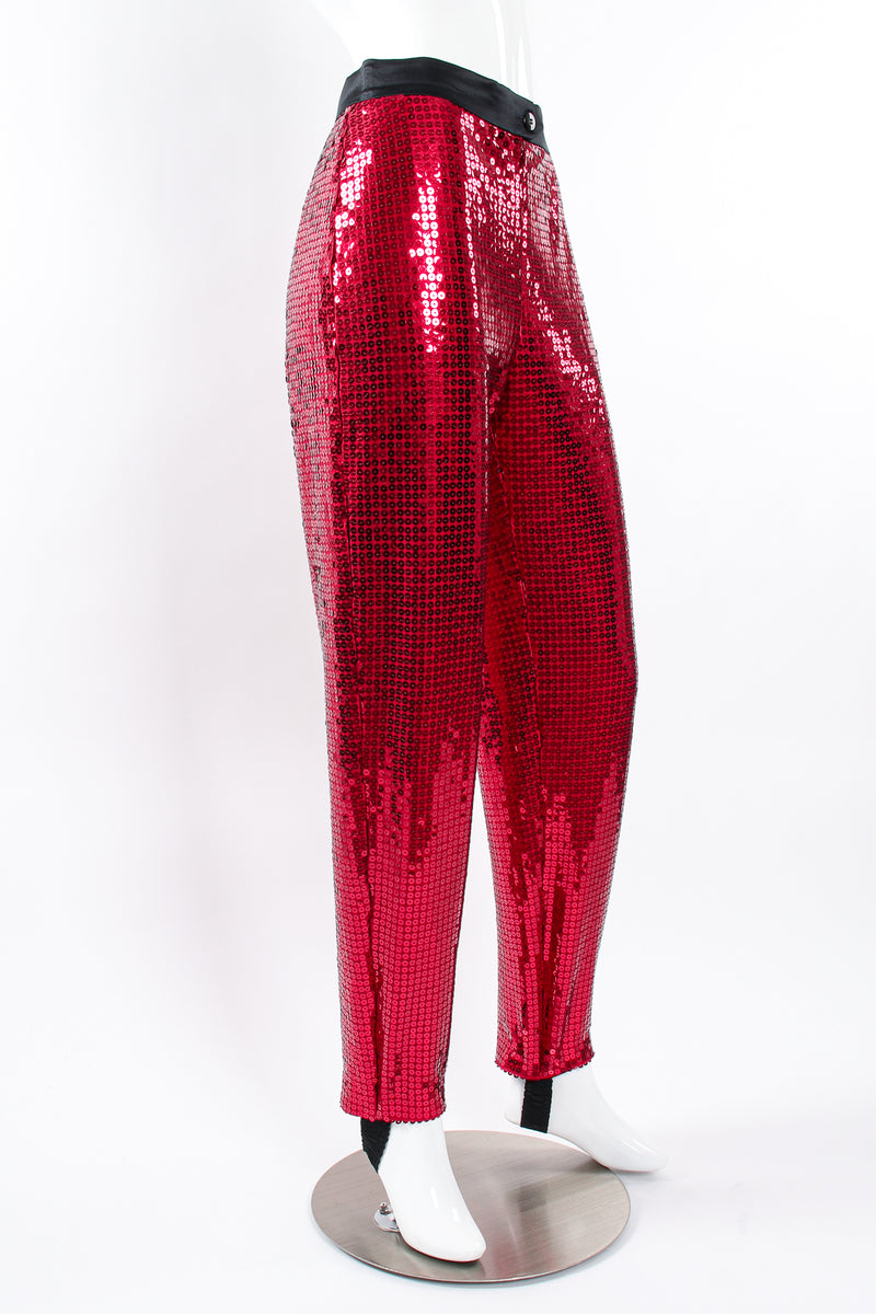 Vintage Escada Sequin Stirrup Pant on Mannequin angle at Recess Los Angeles