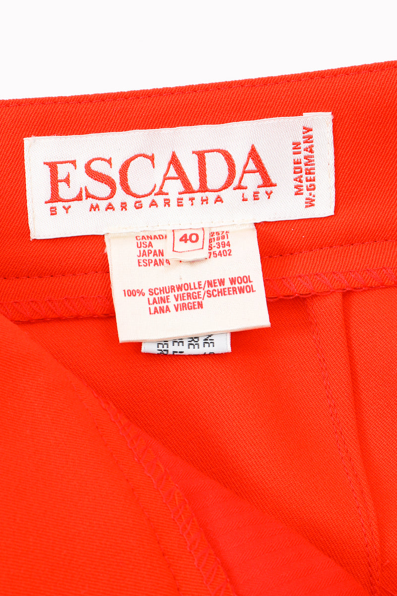 Vintage Escada Red Pleated Back Button Pant – Recess