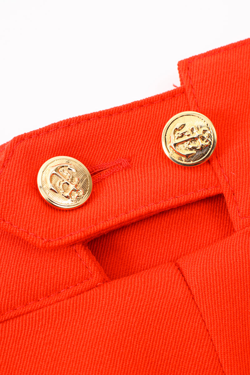 Vintage Escada Red Pleated Back Button Pant back buttons at Recess Los Angeles