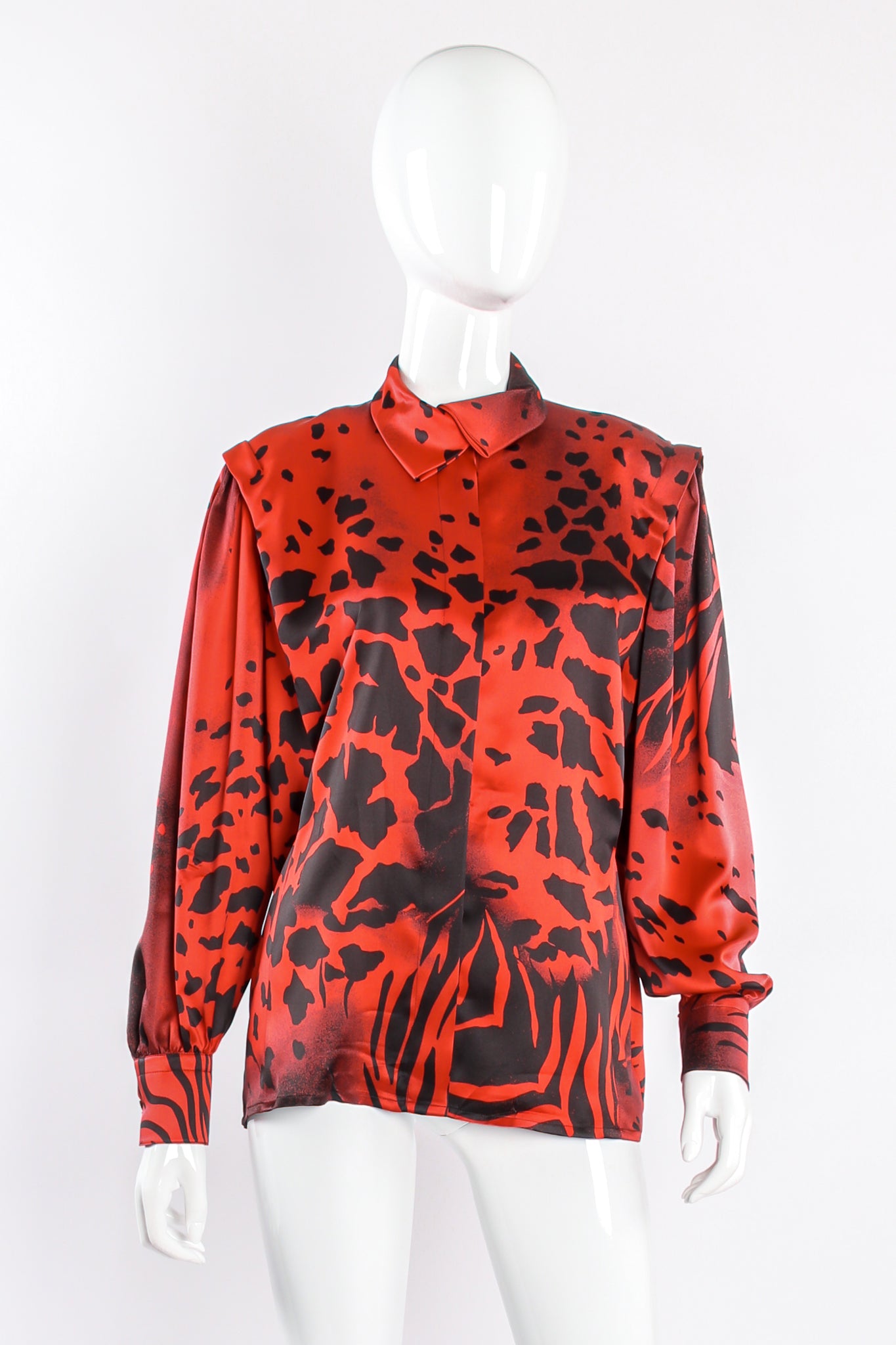 Vintage Escada Graphic Animal Print Blouse on mannequin front at Recess Los Angeles