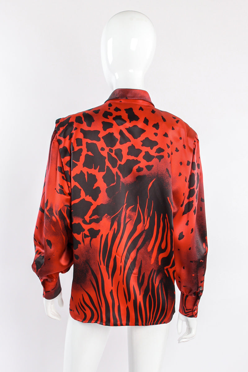 Vintage Escada Graphic Animal Print Blouse on mannequin back at Recess Los Angeles
