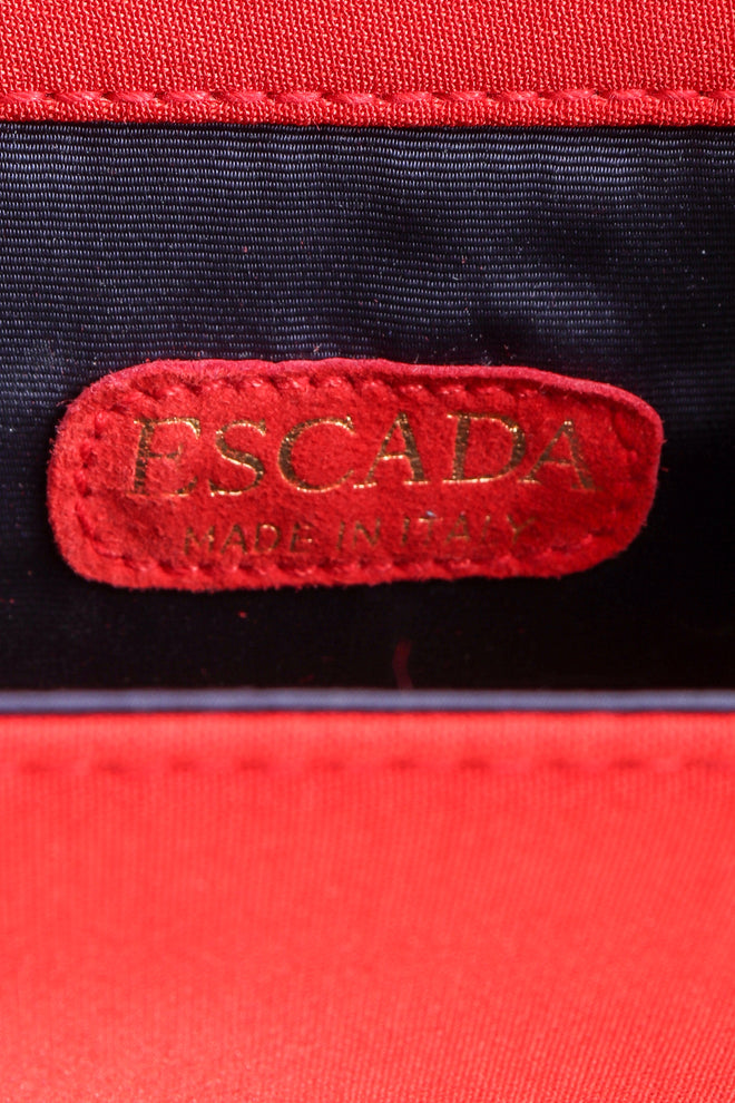Vintage Escada Mini Crossbody Envelope Bag leather label at Recess Los Angeles