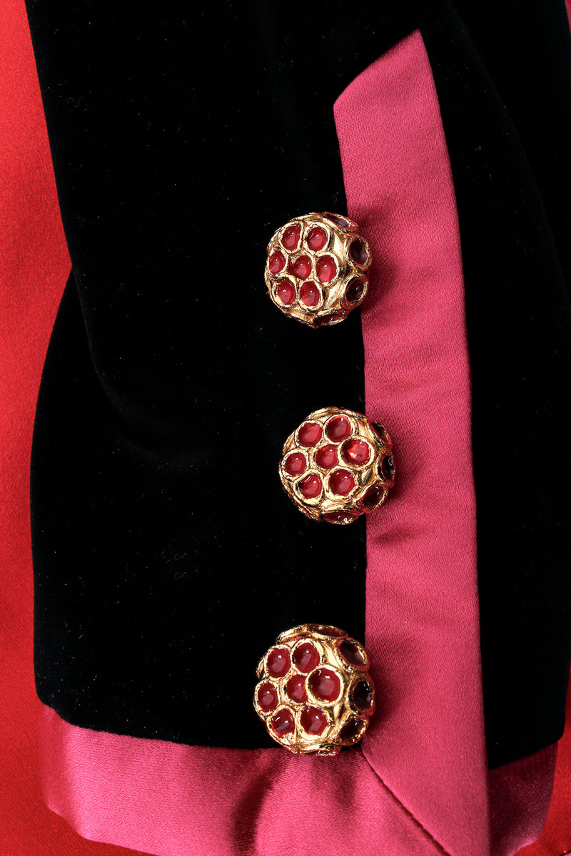 Vintage Escada Satin Shoe Embellished Collarless Jacket sleeve cuff at Recess Los Angeles