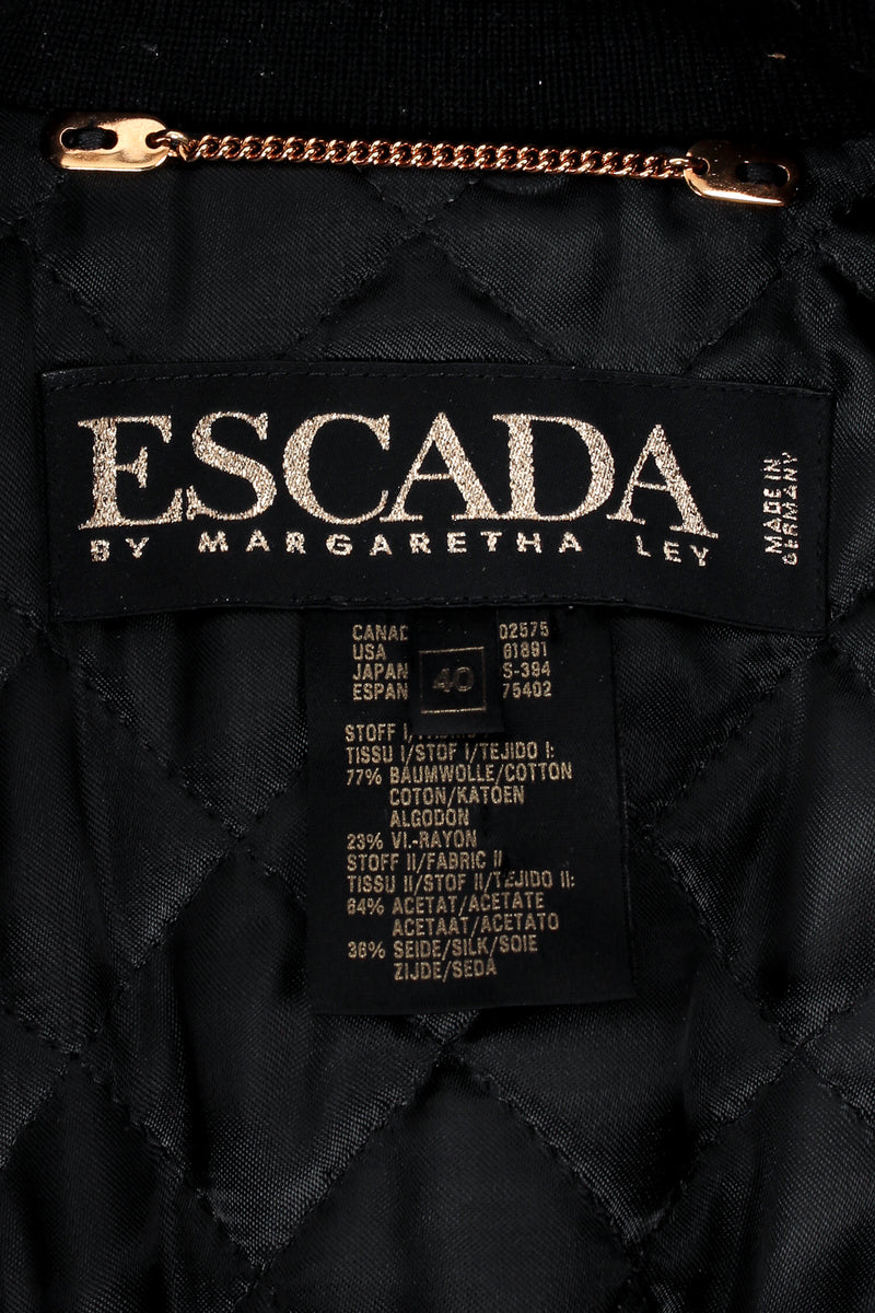 Vintage Escada Shoe Embellished Colorblock Bomber Jacket label at Recess Los Angeles