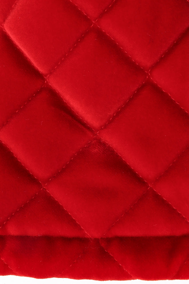 Vintage Escada Carmine Quilted Velvet Parka fabric at Recess Los Angeles