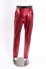 Vintage Escada Cranberry Sequin Stirrup Pant on Mannequin back at Recess Los Angeles