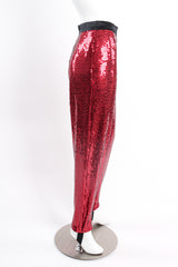 Vintage Escada Cranberry Sequin Stirrup Pant on Mannequin side at Recess Los Angeles