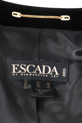 Vintage Escada Embellished Clock Quilted Velvet Bomber label at Recess Los Angeles