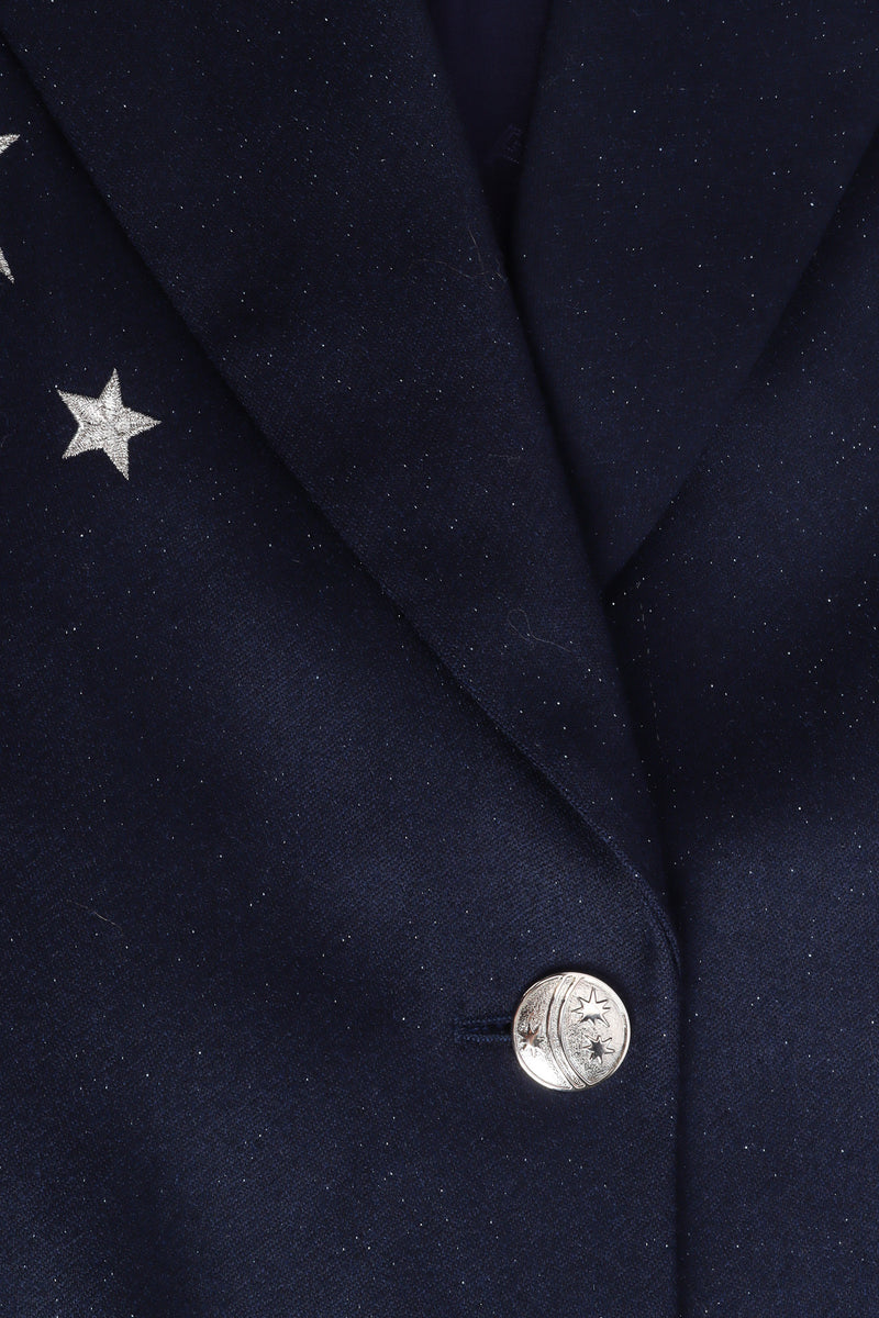 Vintage Escada Embroidered Star Wool Blazer Button Close-up @Recessla