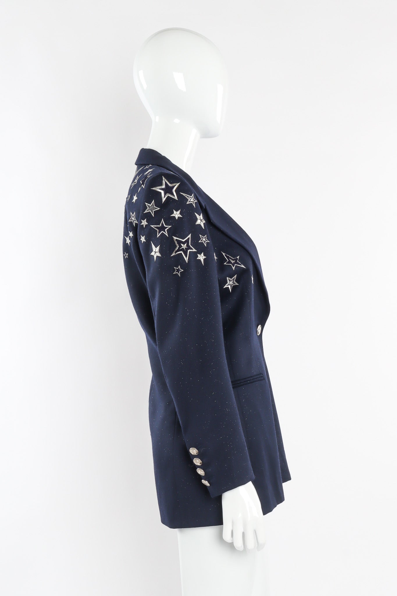 Vintage Escada Embroidered Star Wool Blazer Side View @Recessla