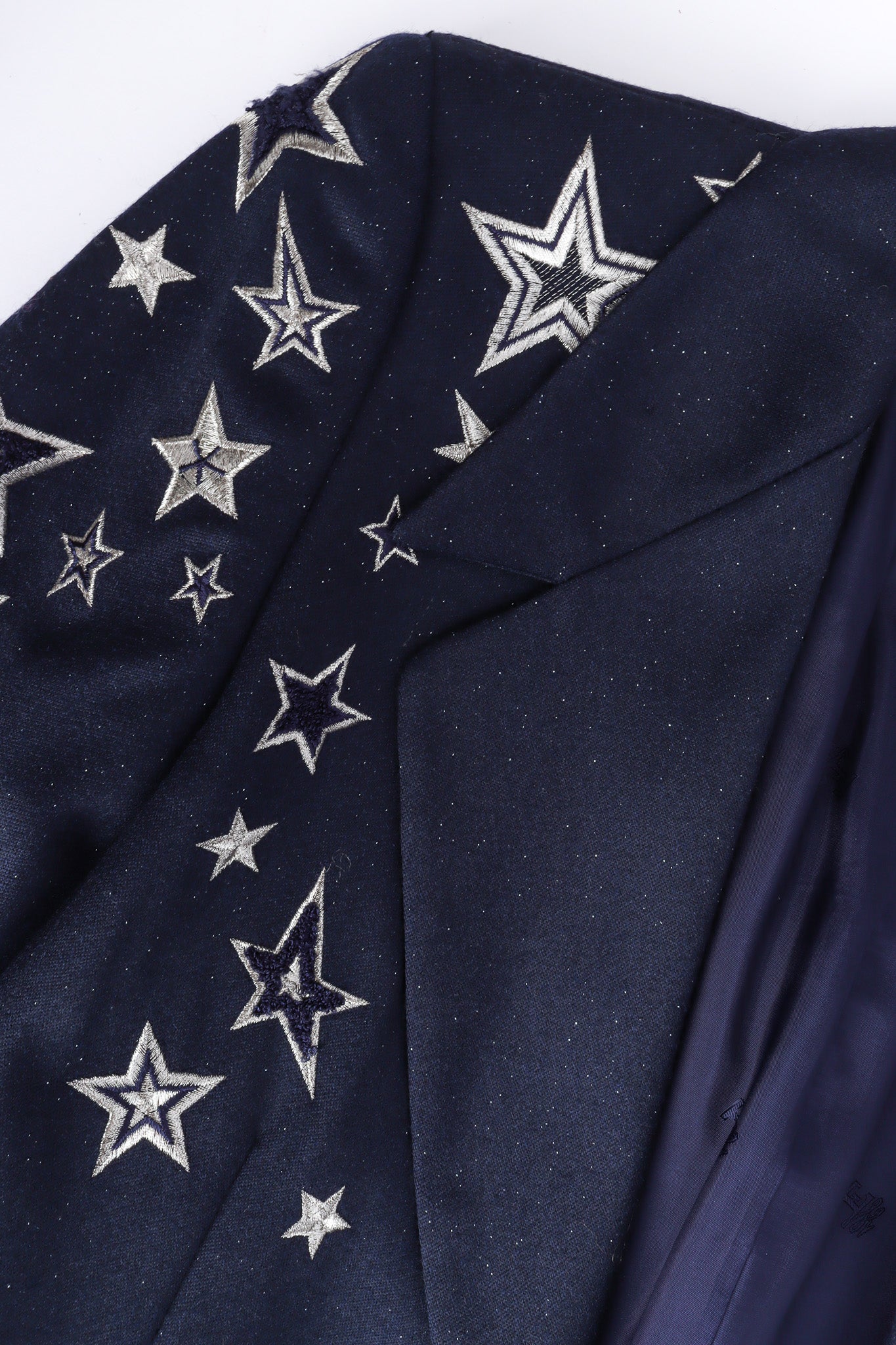 Vintage Escada Embroidered Star Wool Blazer Detail Close-up @Recessla
