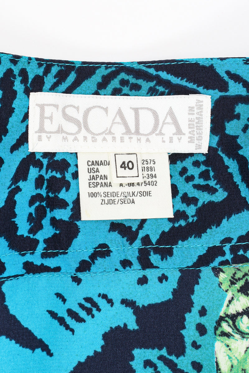 Vintage Escada Animal Print Tiger Shirt label at Recess Los Angeles