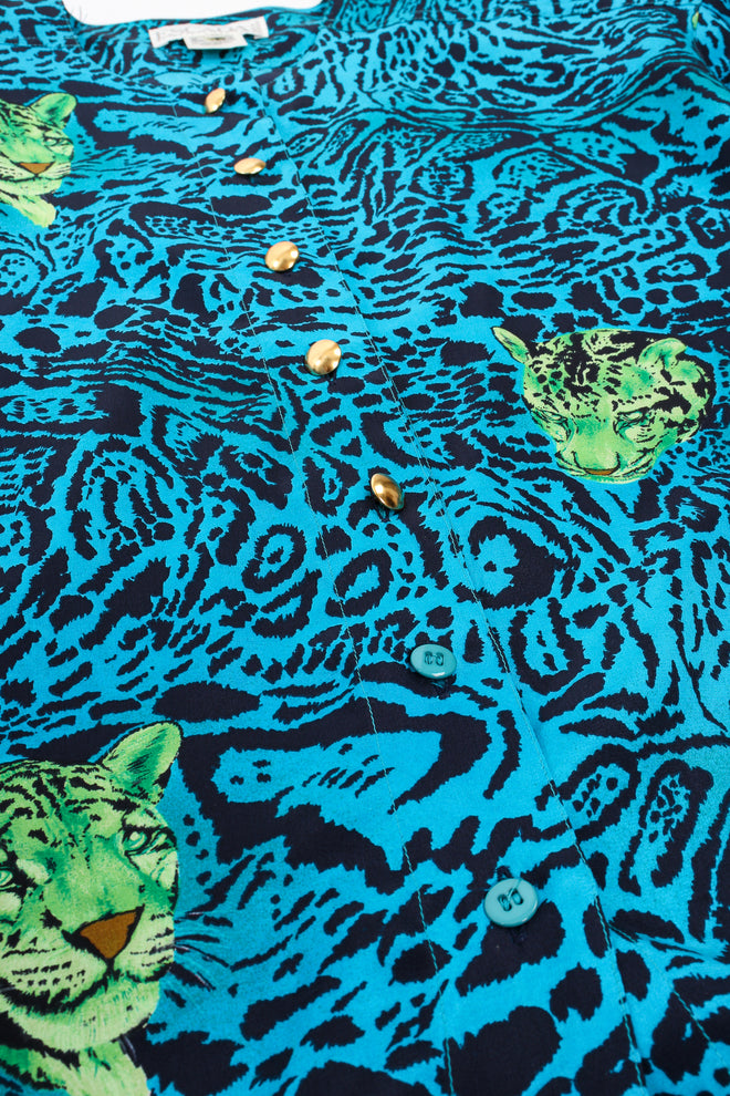 Vintage Escada Animal Print Tiger Shirt buttons at Recess Los Angeles