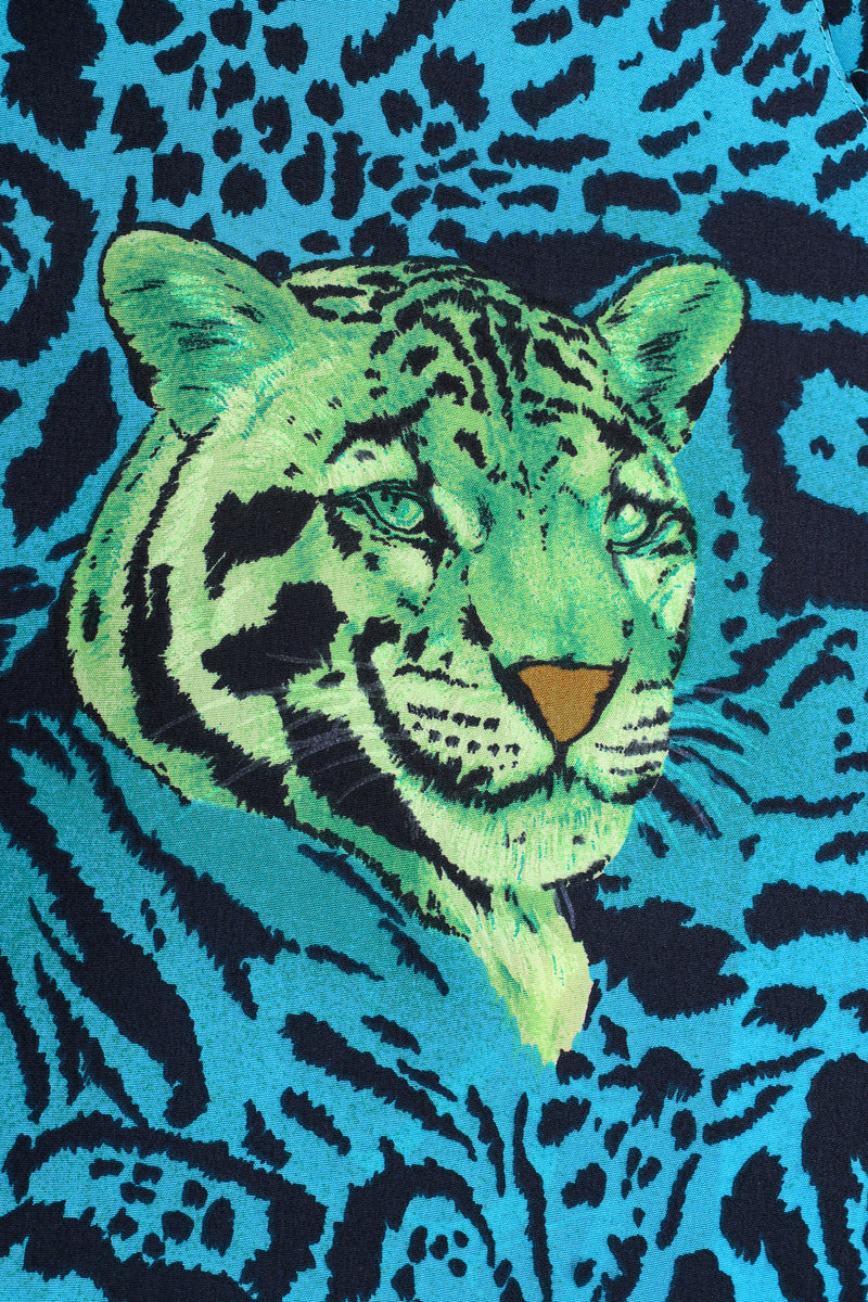Vintage Escada Animal Print Tiger Shirt print detail at Recess Los Angeles
