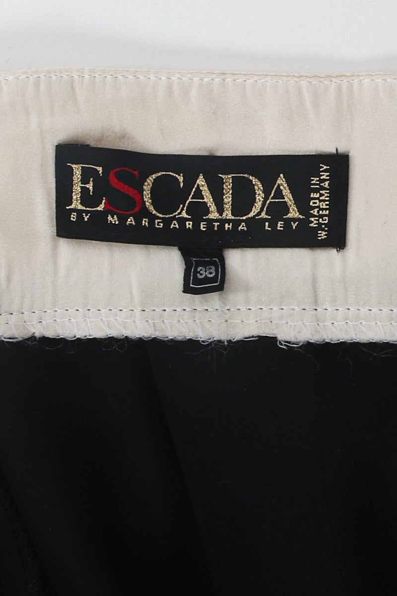 Vintage Escada Satin Trim Tuxedo Pant label at Recess Los Angeles