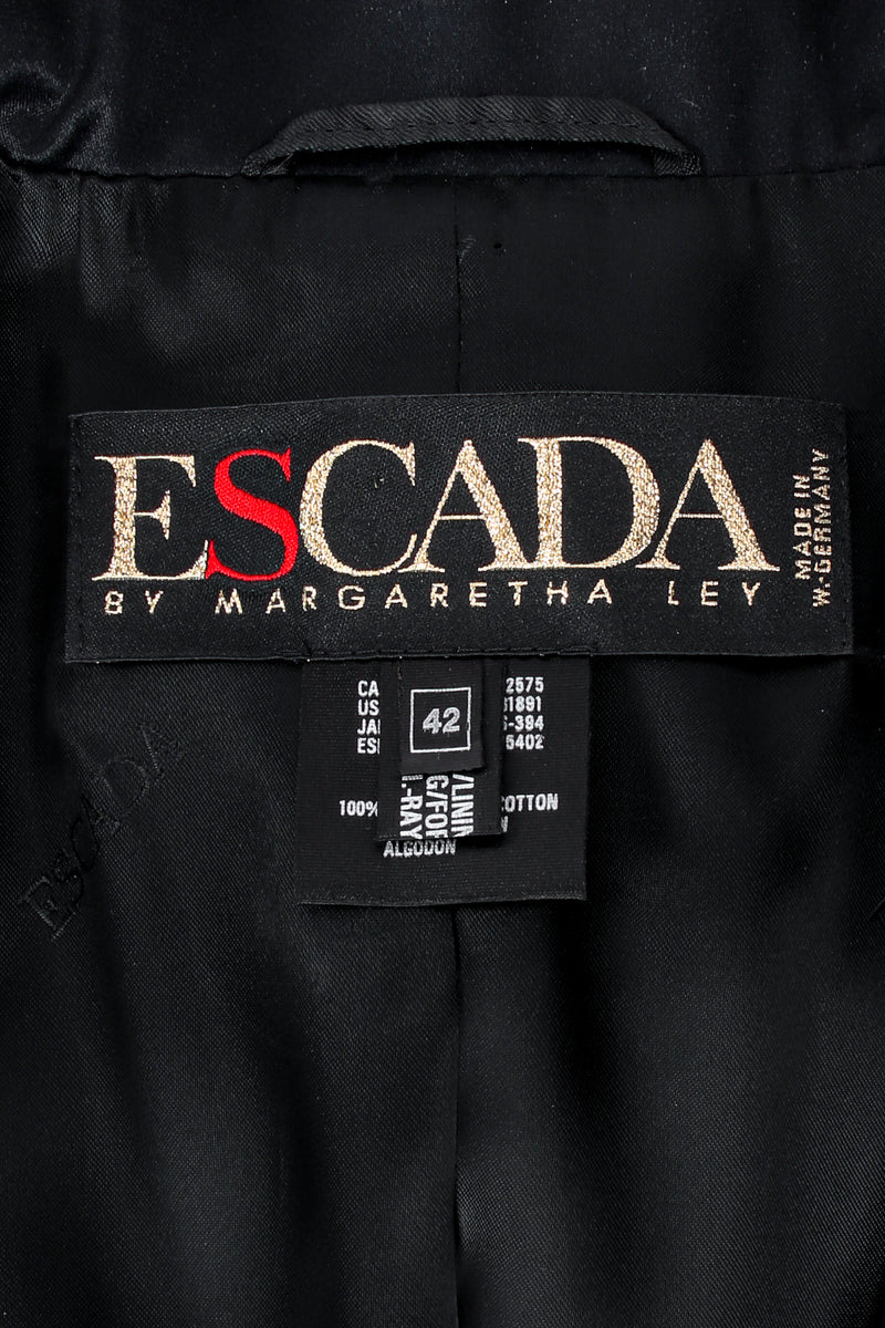 Vintage Escada Velvet Braid Tassel Jacket label at Recess Los Angeles