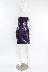 Vintage Escada Violet Shimmery Sequin Cocktail Dress mannequin front @ Recess LA