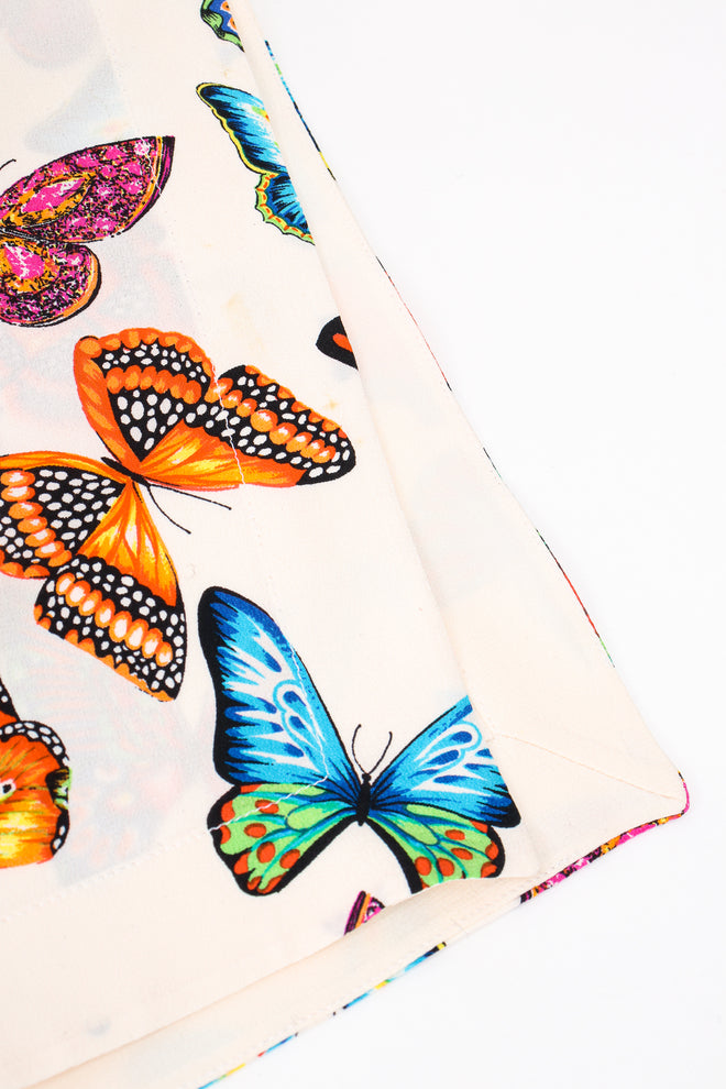Vintage Escada Rainbow Butterfly Silk Tunic Blouse vent stain at Recess Los Angeles